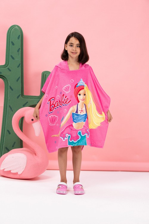 Özdilek Barbie Sea Lisanslı Kadife Çocuk Panço 4/9 Yaş