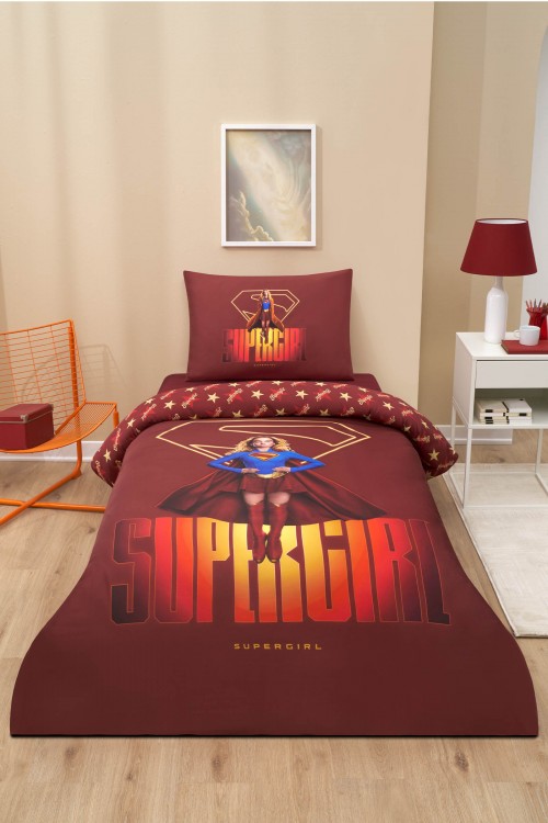 Özdilek Supergirl Lisanslı Lastikli Çarşaf Tek Kişilik Nevresim Takımı