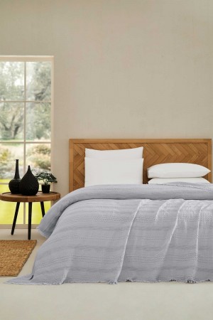 Cottons & Clouds Striped Waffle Throw Örtü 160 x 245 cm